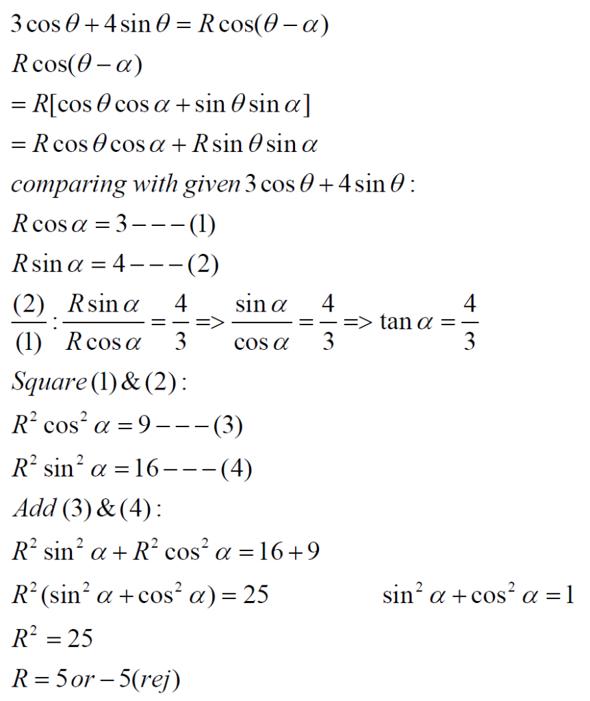 R-formula Trigonometry Full Working